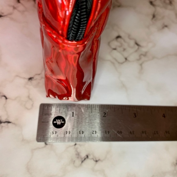 MAC Cosmetics Red Shinny Cosmetic Makeup Bag - Picture 5 of 5